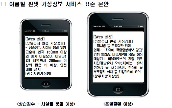 여름철 핀셋 기상정보 서비스 표준 문안