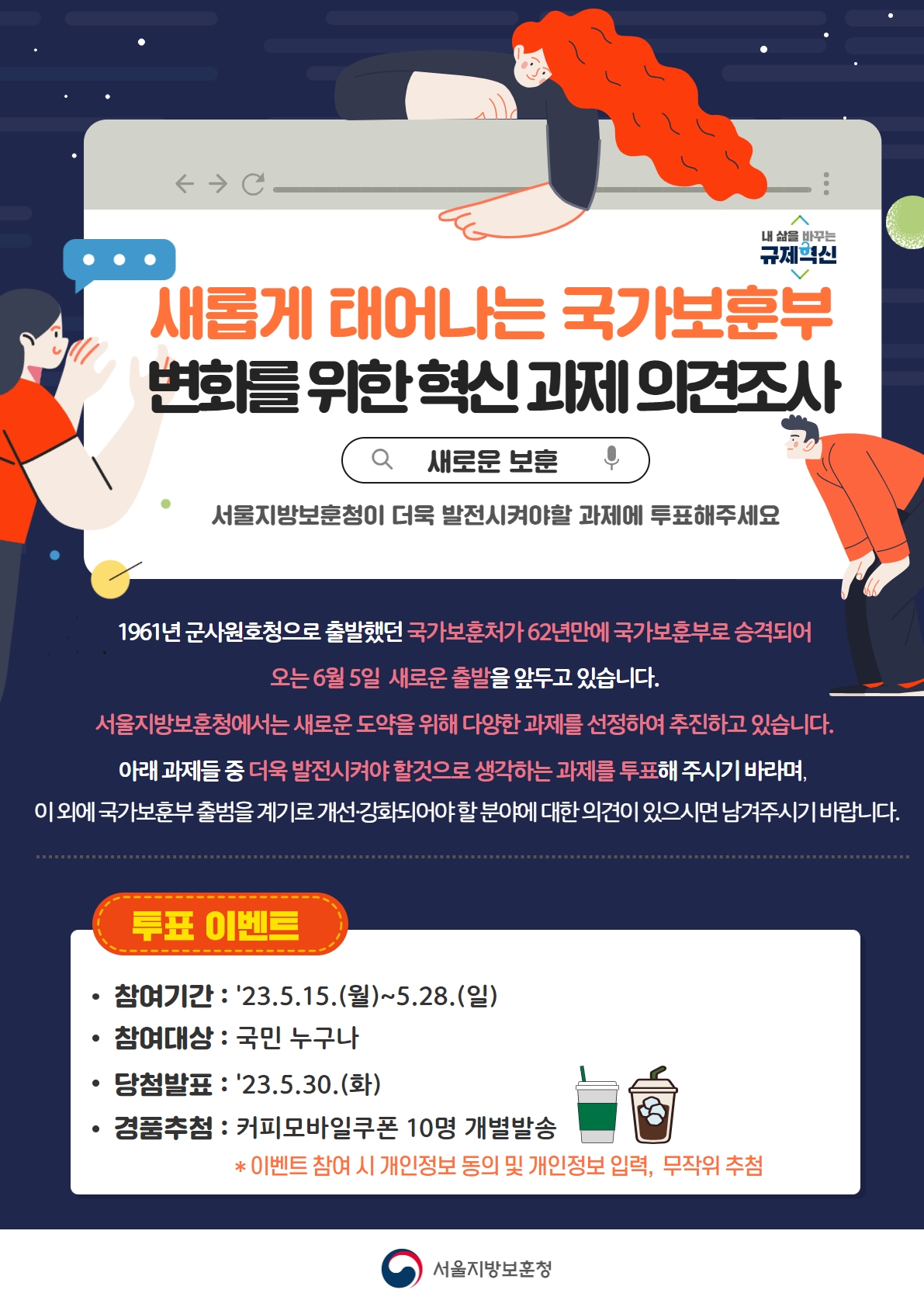 새롭게 태어나는 국가보훈부 변화를 위한 혁신 과제 의견조사 