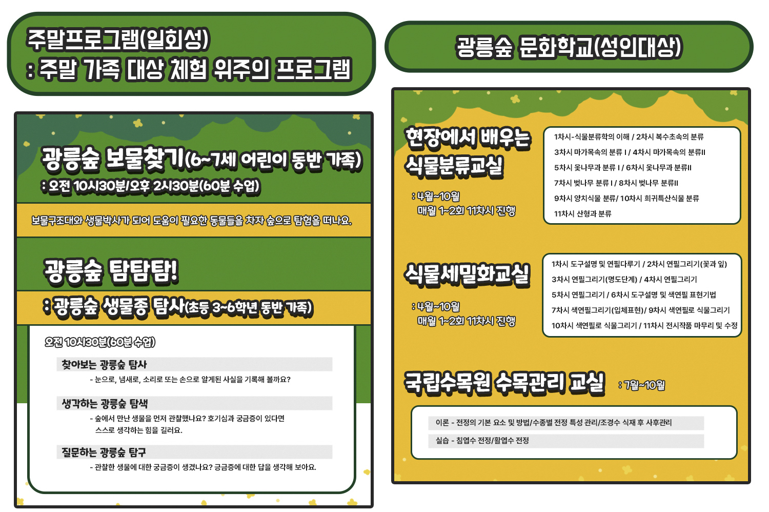 주말프로그램, 광릉숲 문화학교(성인)