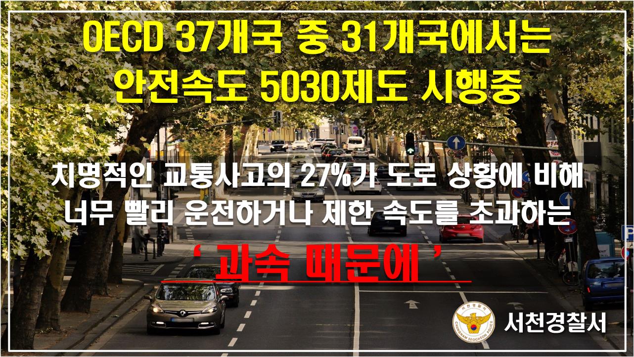 OECD 37개국 중 31개국에서는 안전속도 5030제도 시행중