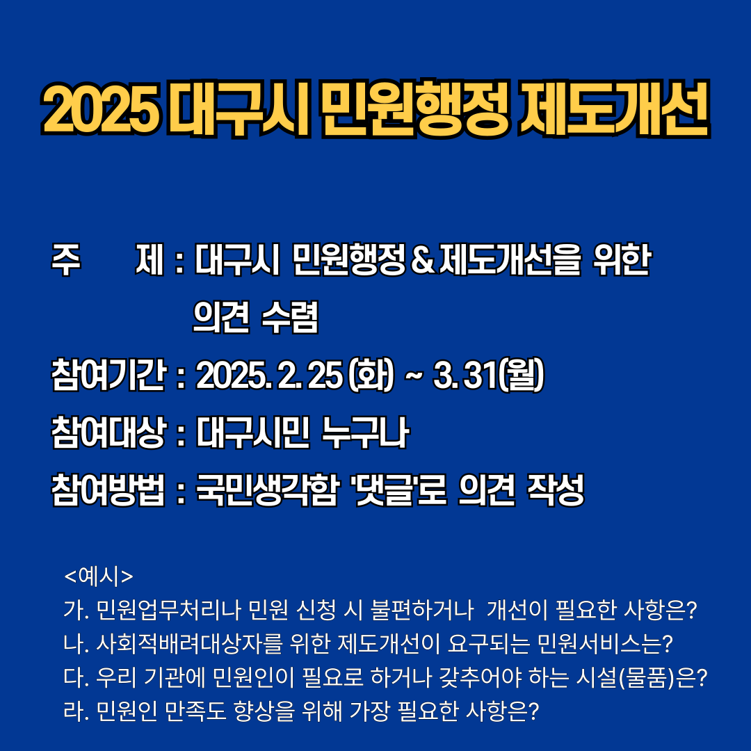 2025 대구시 민원행정 제도개선