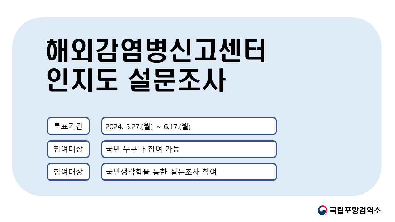 해외감염병신고센터 인지도 설문조사