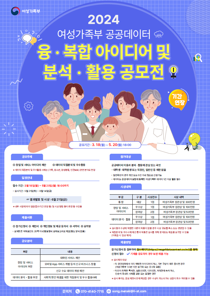 2024년 여성가족부 공공데이터 융·복합 아이디어 및 분석·활용 공모전 안내입니다