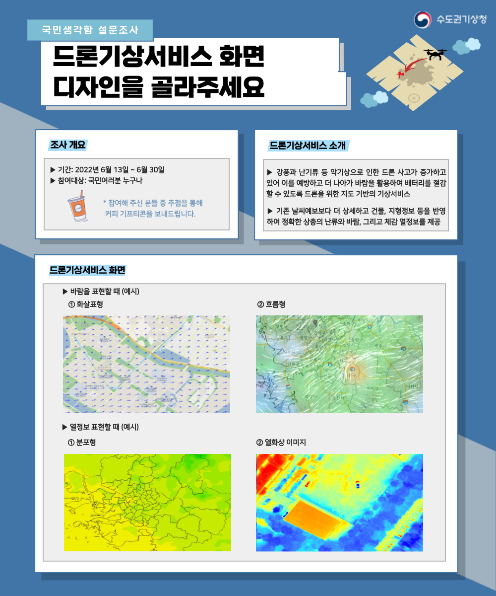 드론기상서비스 디자인 화면 예시