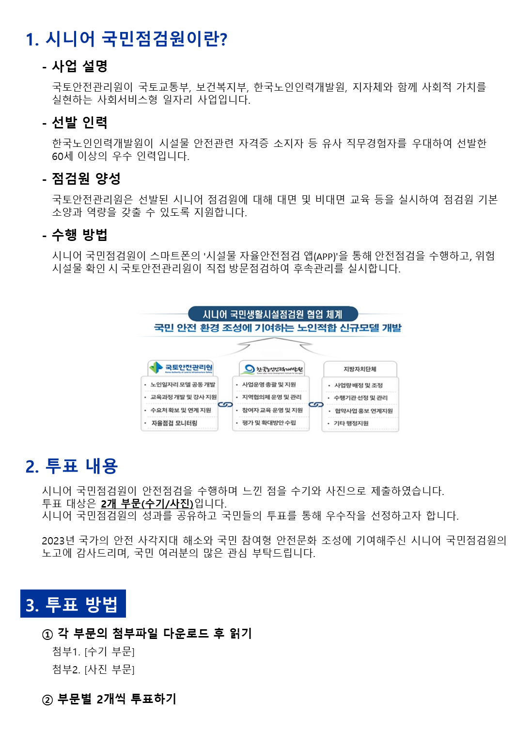 시니어 국민점검원 사업설명과 투표방법