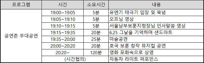 행사프로그램 세부일정