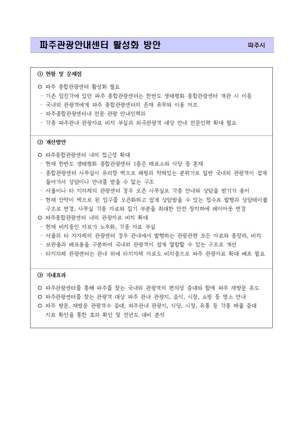파주관광안내센터 활성화 방안