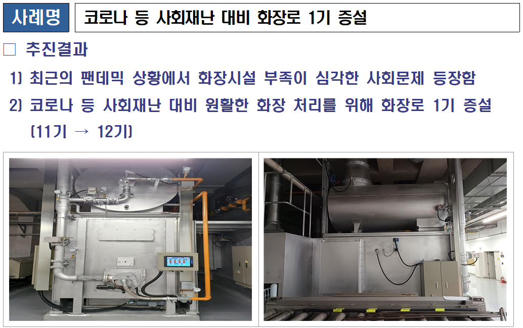 코로나 등 사회재난 대비 화장로 1기 증설