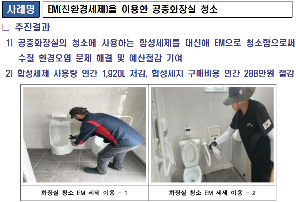 EM(친환경세제)을 이용한 공중화장실 청소