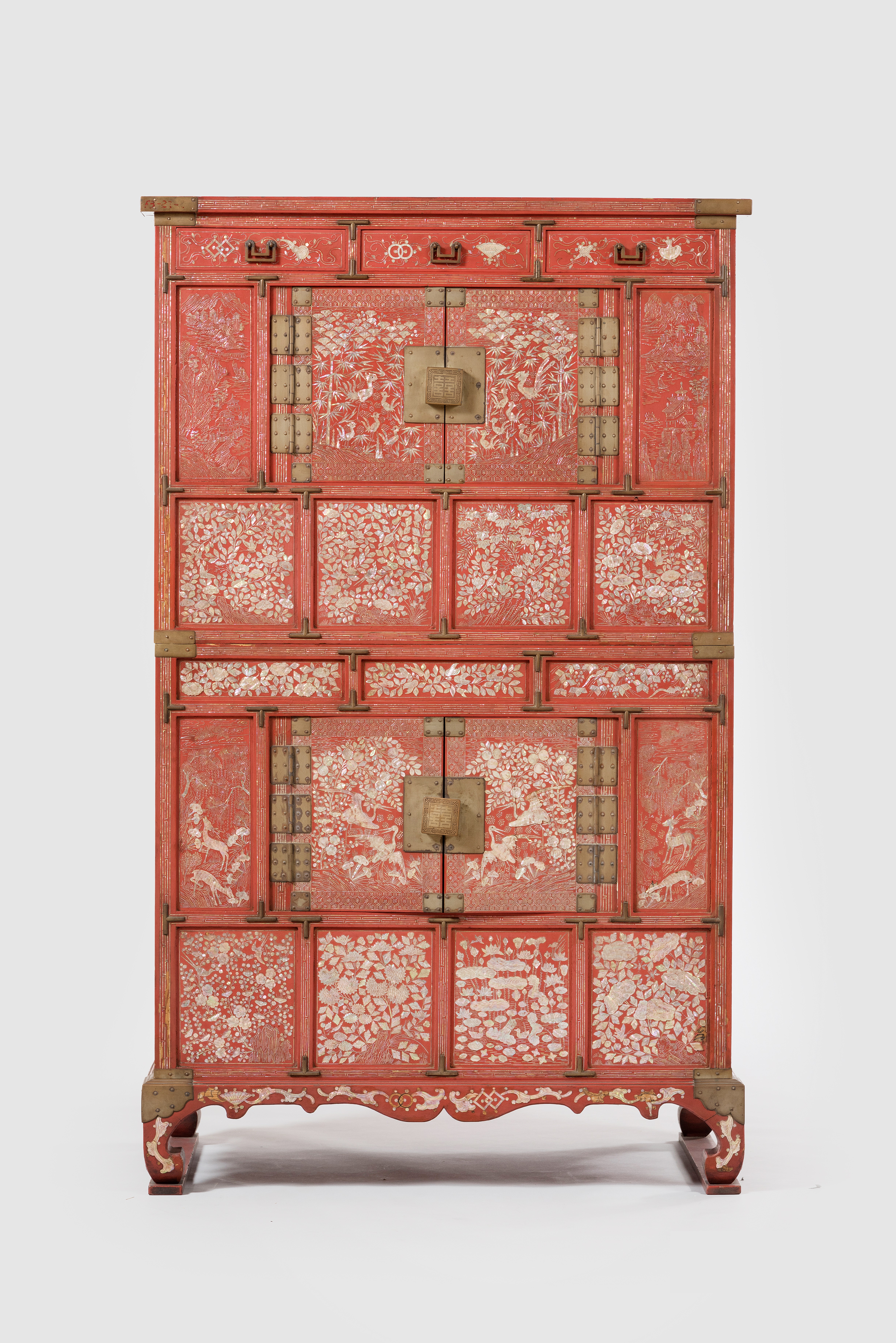 나전 홍칠 이층농