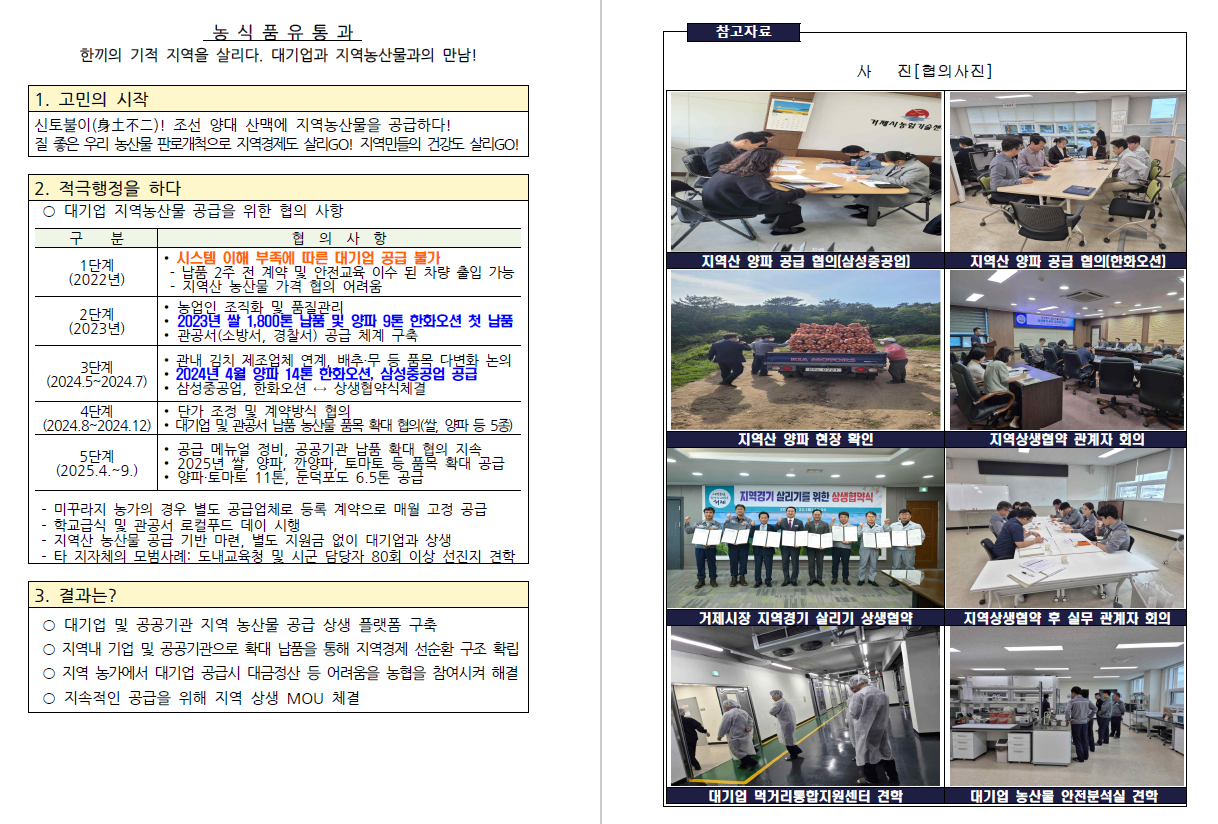 한끼의 기적 지역을 살리다. 대기업과 지역농산물과의 만남!